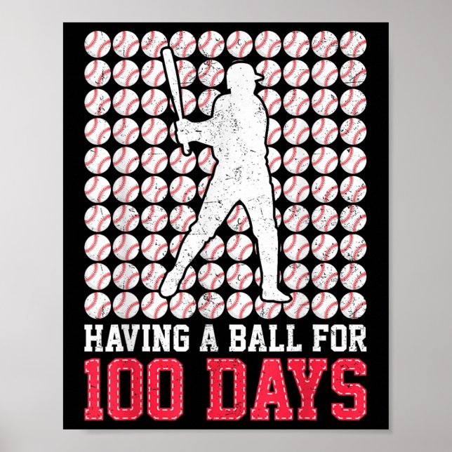 100 Days Of School Baseball 100th Day For Boys Poster (Front)