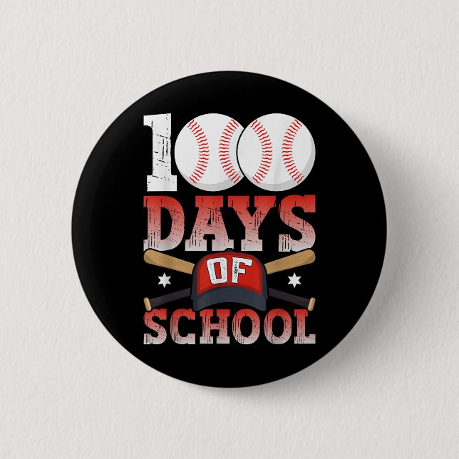 100 Days Of School Baseball 100th Day For Student 6 Cm Round Badge (Front)