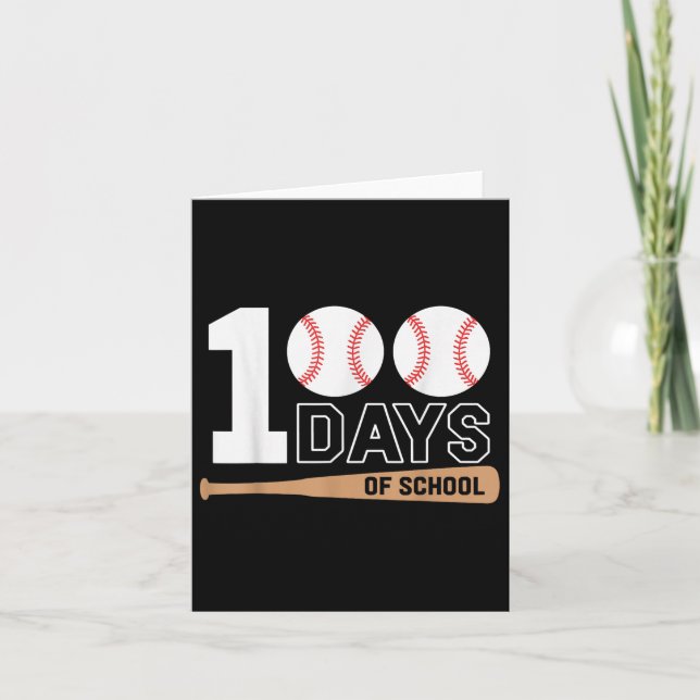 100 Days Of School Baseball 100th Day Of School Card (Front)