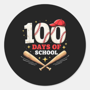 100 Days Of School Baseball 100th Day Of School Classic Round Sticker