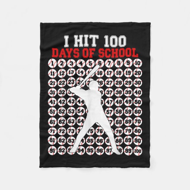 100 Days Of School Baseball 100th Day Of School Fleece Blanket (Front)