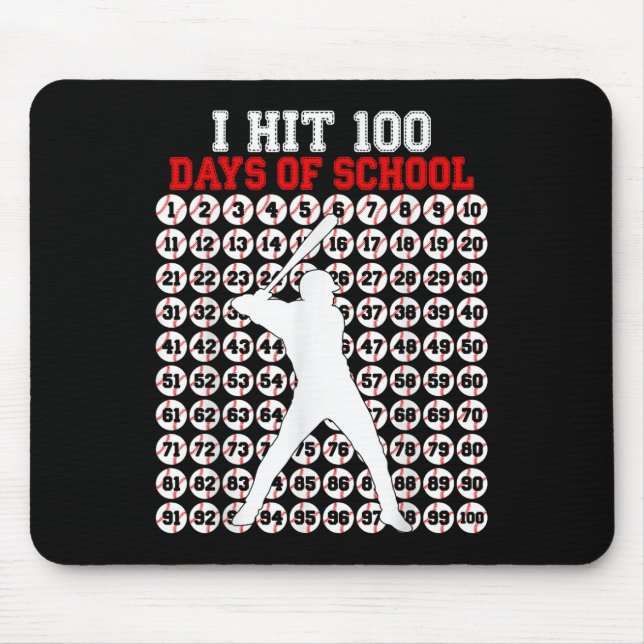 100 Days Of School Baseball 100th Day Of School Mouse Pad (Front)