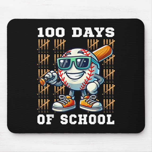 100 Days Of School Baseball 100th Day Of School Mouse Pad (Front)