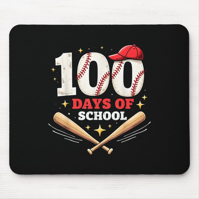 100 Days Of School Baseball 100th Day Of School Mouse Pad (Front)