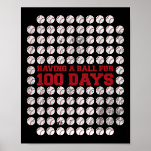100 Days Of School Baseball 100th Day Of School Poster