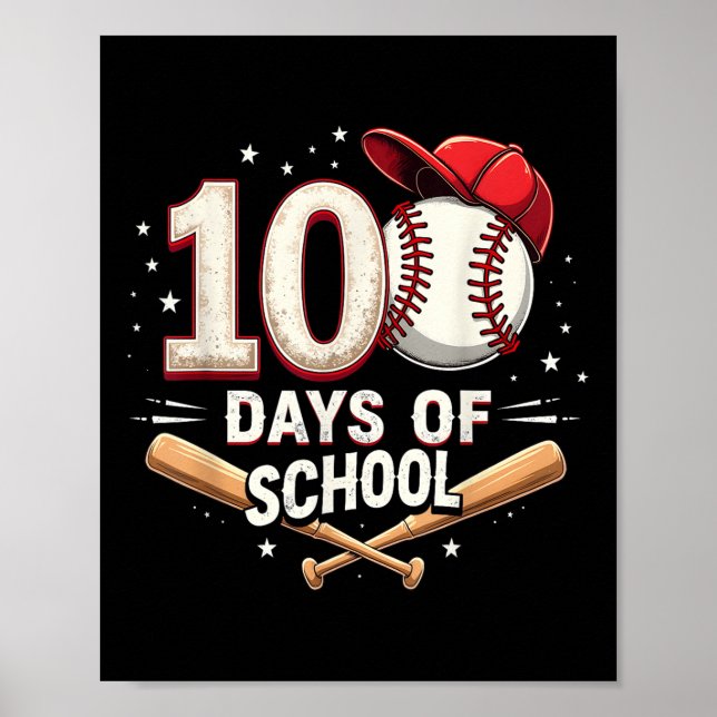 100 Days Of School Baseball 100th Day Of School Poster (Front)