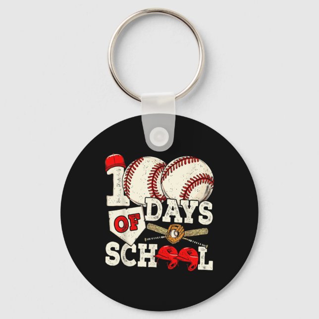 100 Days Of School Baseball 100th Day Teacher _1  Key Ring (Front)