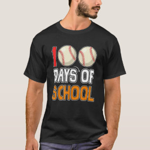 100 Days Of School Baseball Ball 100 Days Smarter  T-Shirt