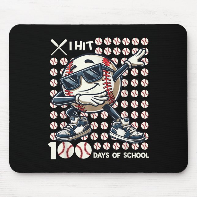 100 Days Of School Baseball Bat 100th Day Of Mouse Pad (Front)