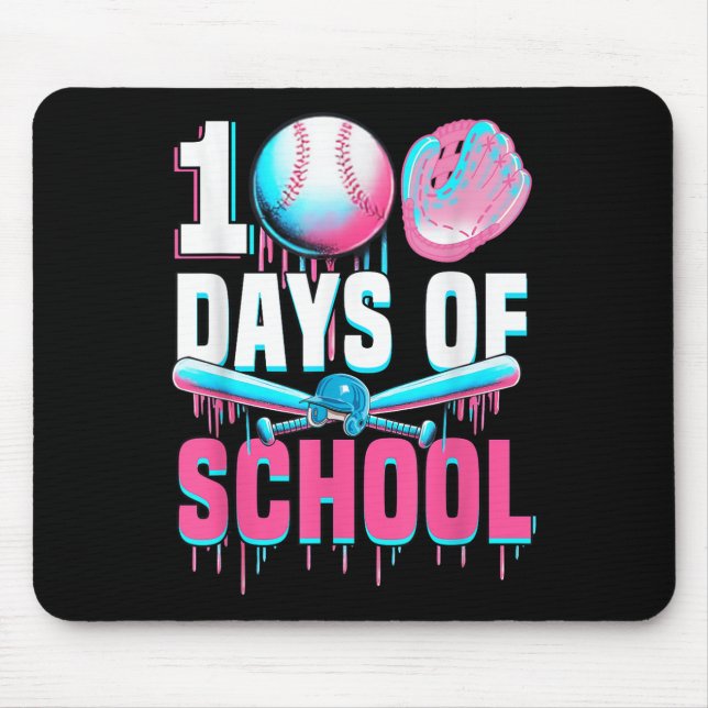 100 Days Of School Baseball Bat Drip 100th Day Of Mouse Pad (Front)