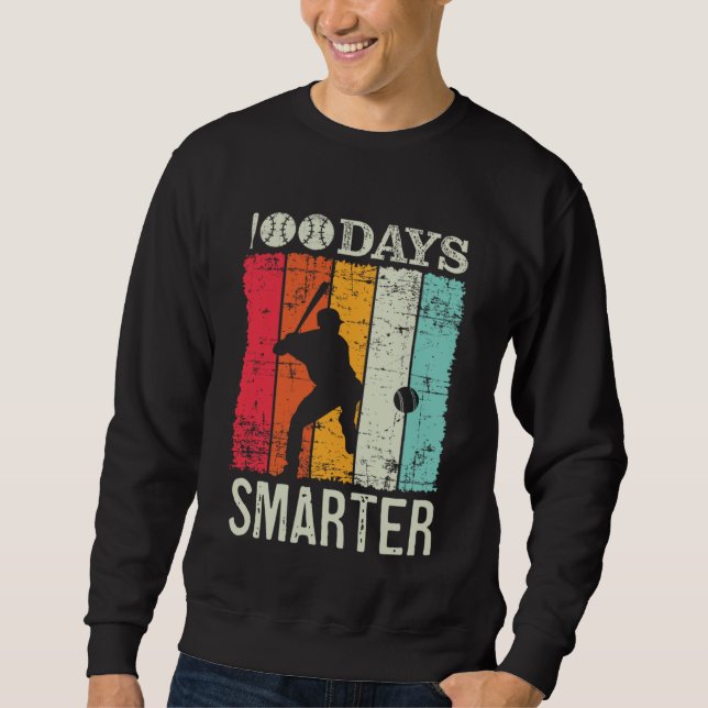 100 Days Of School Baseball Boy Fun Celebration St Sweatshirt (Front)