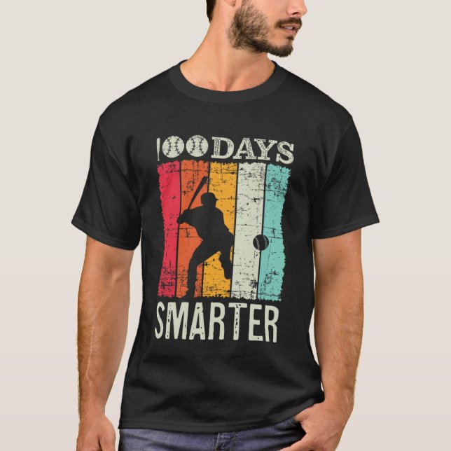 100 Days Of School Baseball Boy Fun Celebration St T-Shirt (Front)