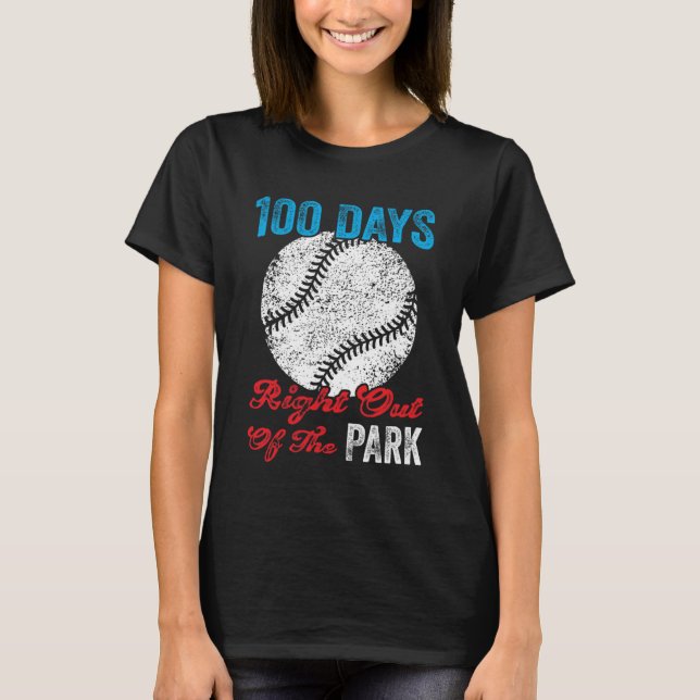 100 Days Of School Baseball Boy Fun Celebration St T-Shirt (Front)
