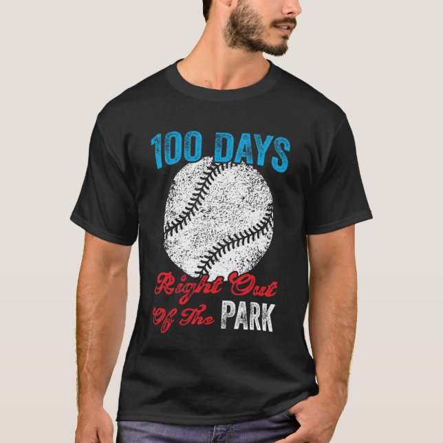 100 Days Of School Baseball Boy Fun Celebration St T-Shirt (Front)