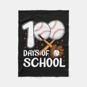 100 Days Of School Baseball Coach Baseball Student Fleece Blanket