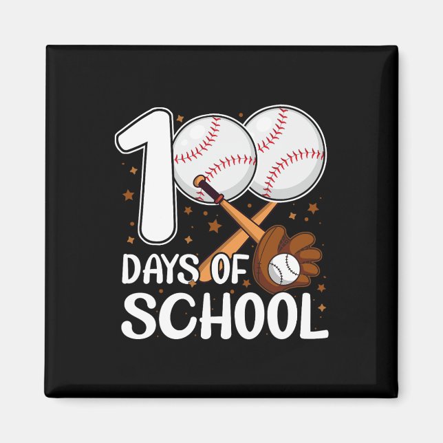 100 Days Of School Baseball Coach Baseball Student Magnet (Front)