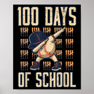 100 Days Of School Baseball Dab 100th Day Boys Poster