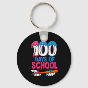 100 Days Of School Baseball Drip Bat 100th Day Of Key Ring