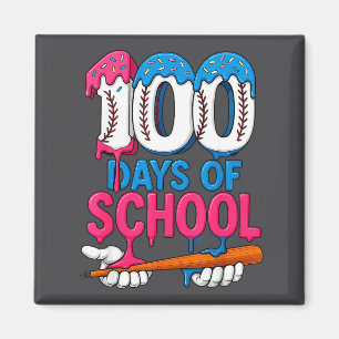 100 Days Of School Baseball Drip Bat 100th Day Of  Magnet