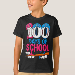 100 Days Of School Baseball Drip Bat 100th Day Of T-Shirt