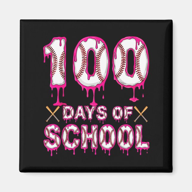 100 Days Of School Baseball Ice Cream Drip 100th D Magnet (Front)