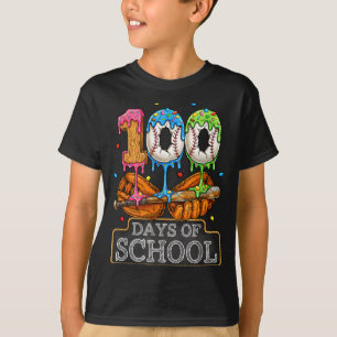 100 Days Of School Baseball Ice Cream Drip Student T-Shirt