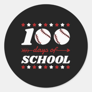 100 Days Of School Baseball Lovers  Classic Round Sticker