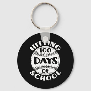 100 Days Of School Baseball Player Teacher Student Key Ring