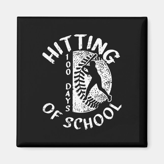 100 Days Of School Baseball Player Teacher Student Magnet (Front)