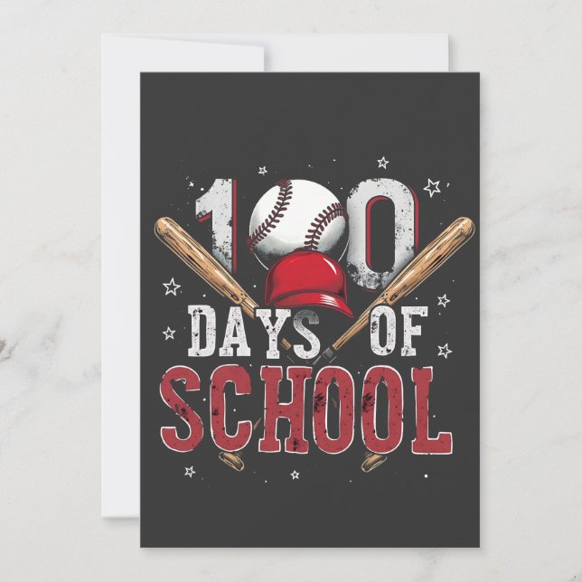 100 Days of School Baseball Sport Lovers  Invitation (Front)