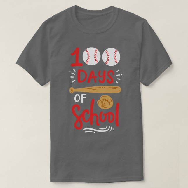 100 Days of School Baseball T-Shirt (Design Front)