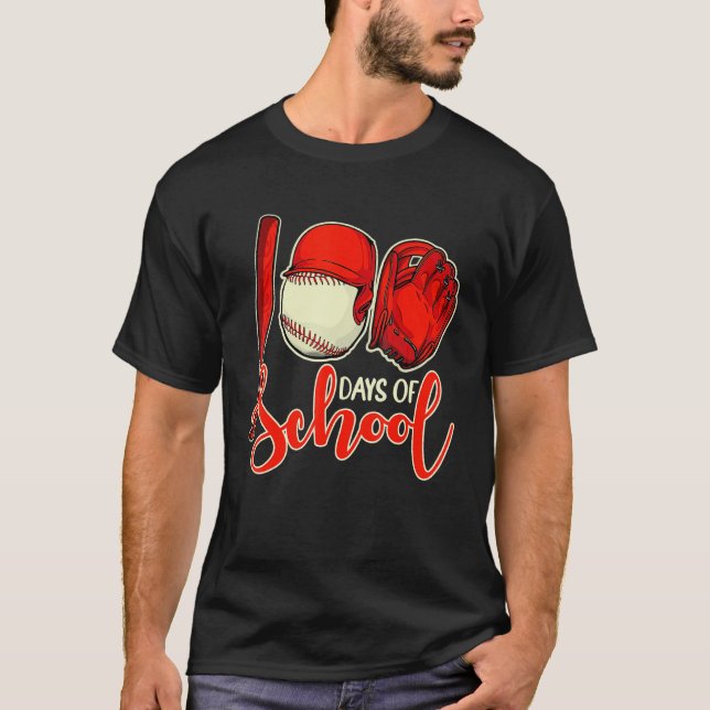 100 Days of School Baseball Teacher 100th Day Of S T-Shirt (Front)