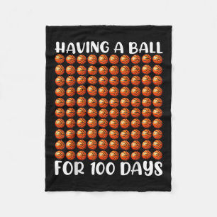 100 Days Of School Basketball 100th Day 100 Days Fleece Blanket
