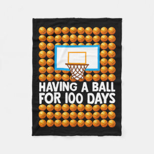 100 Days Of School Basketball 100th Day Balls For Fleece Blanket