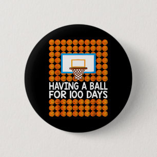 100 Days Of School Basketball 100th Day Balls Gift 6 Cm Round Badge