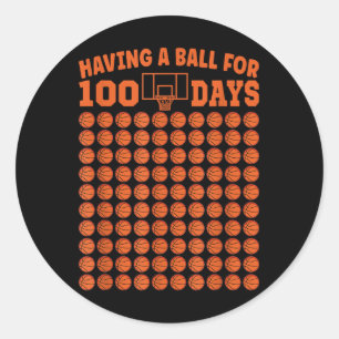 100 Days Of School Basketball 100th Day For Boys  Classic Round Sticker