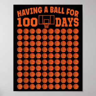 100 Days Of School Basketball 100th Day For Boys  Poster