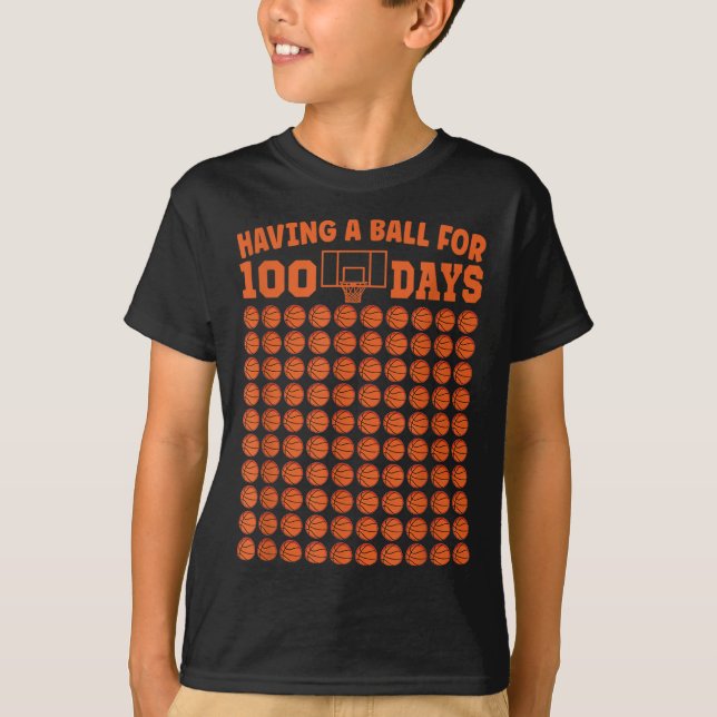100 Days Of School Basketball 100th Day For Boys  T-Shirt (Front)