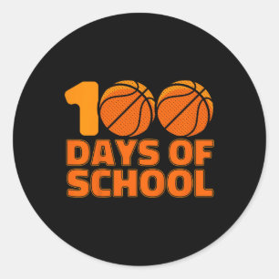 100 Days Of School Basketball 100th Day Of School  Classic Round Sticker