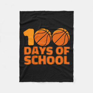 100 Days Of School Basketball 100th Day Of School Fleece Blanket