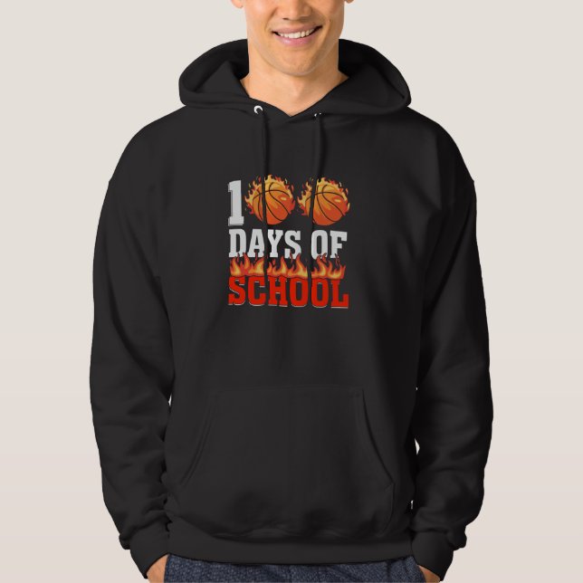 100 Days Of School Basketball 100th Day Student Ki Hoodie (Front)