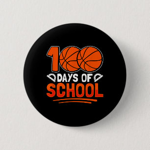 100 Days Of School Basketball For Students Coach P 6 Cm Round Badge