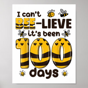 100 Days Of School Bee 100th Day Of School Kids Poster