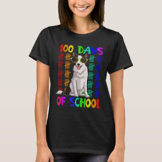 100 Days Of School Border Collie Dog Wearing Glass T-Shirt