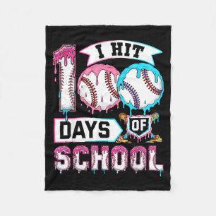 100 Days Of School Boys Baseball Drip 100th Day Ki Fleece Blanket