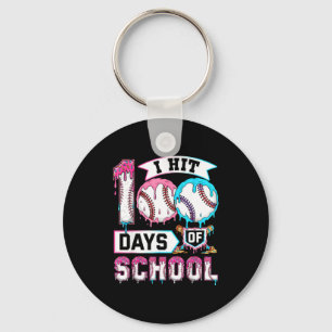 100 Days Of School Boys Baseball Drip 100th Day Ki Key Ring