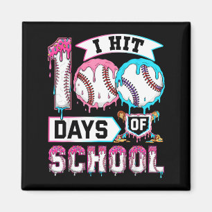100 Days Of School Boys Baseball Drip 100th Day Ki Magnet