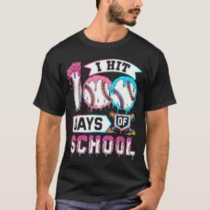 100 Days Of School Boys Baseball Drip 100th Day Ki T-Shirt