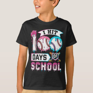 100 Days Of School Boys Baseball Drip 100th Day Ki T-Shirt