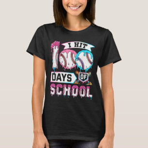 100 Days Of School Boys Baseball Drip 100th Day Ki T-Shirt